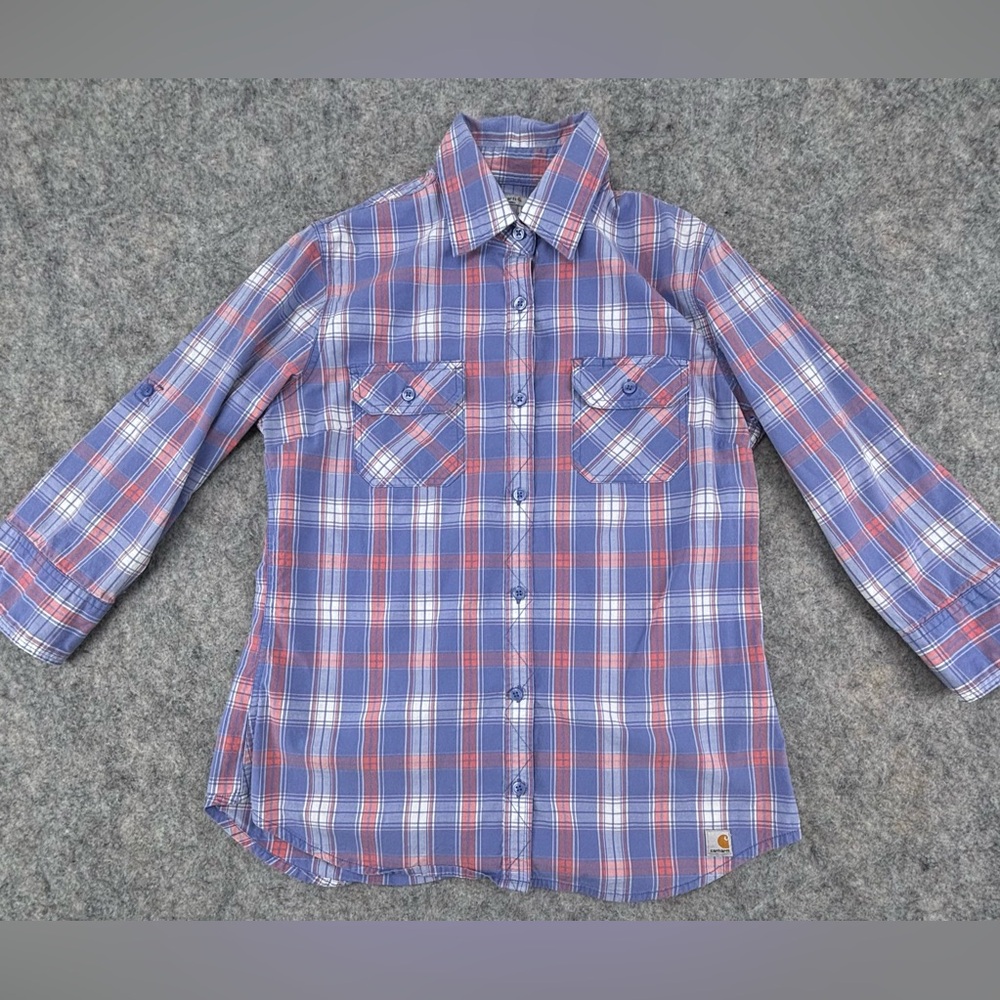 Carhartt | Plaid | Button Up | Workwear Rugged Roll Tab Sleeve | Large (12/14)‎